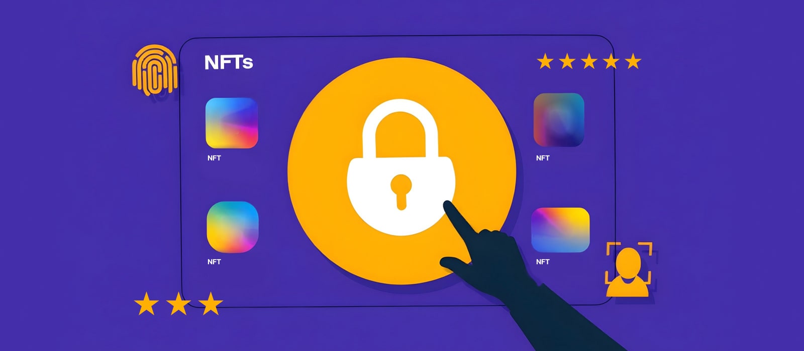A person protecting their NFT collection from hackers