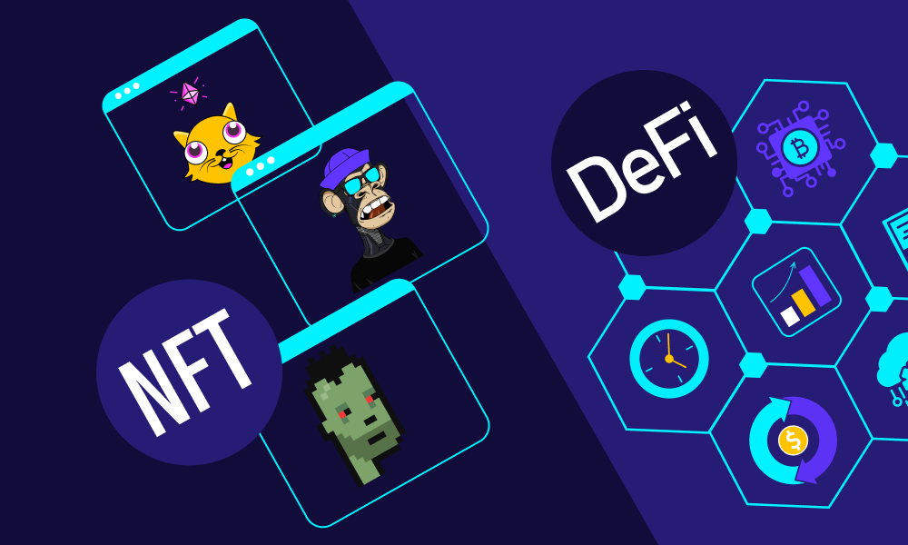 DeFi on the right side and NFT on the left