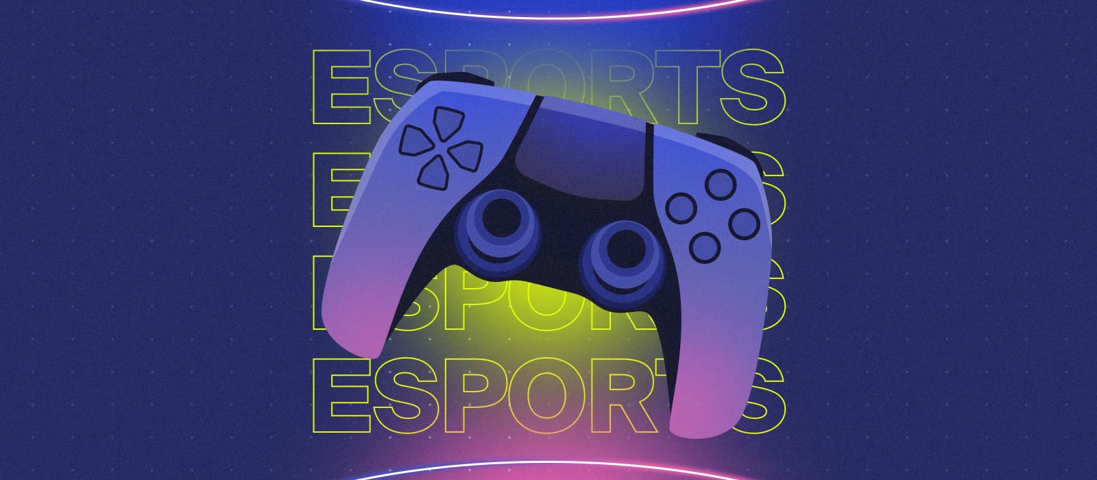 A gamepad on the background of an esports sign