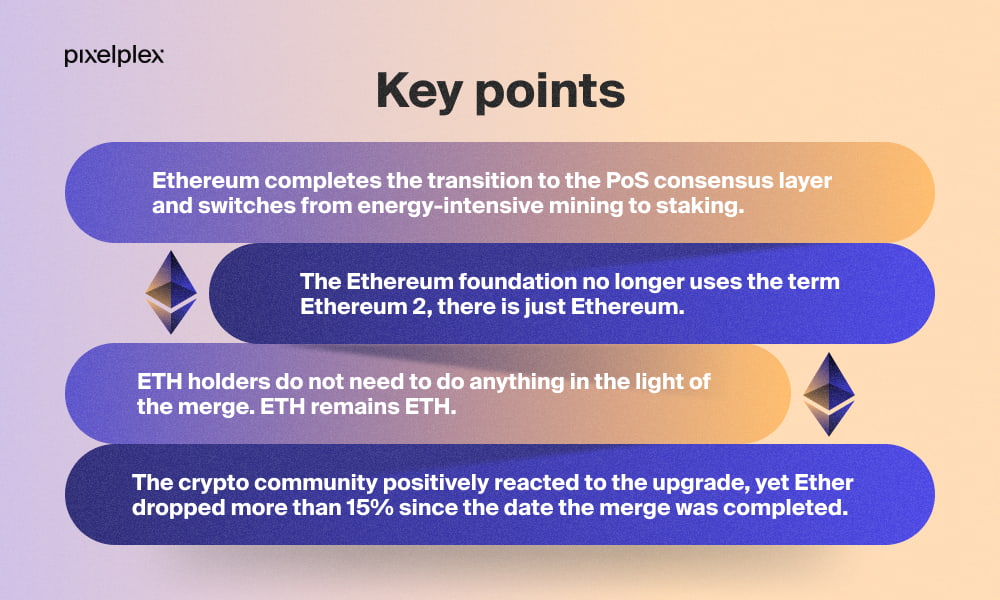 The Ethereum merge key points infographic