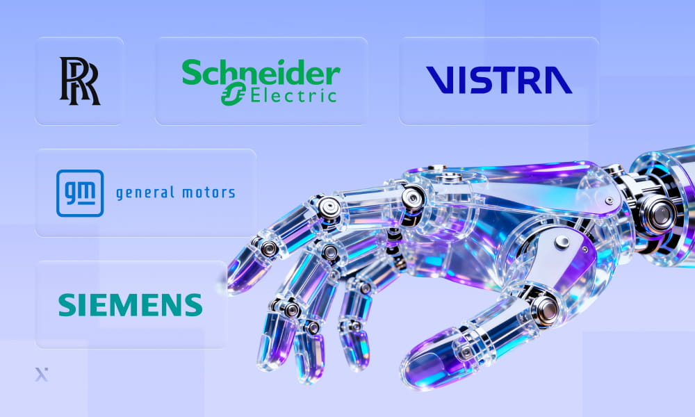 A robot hand displays multiple logos, representing different brands and their unique identities.