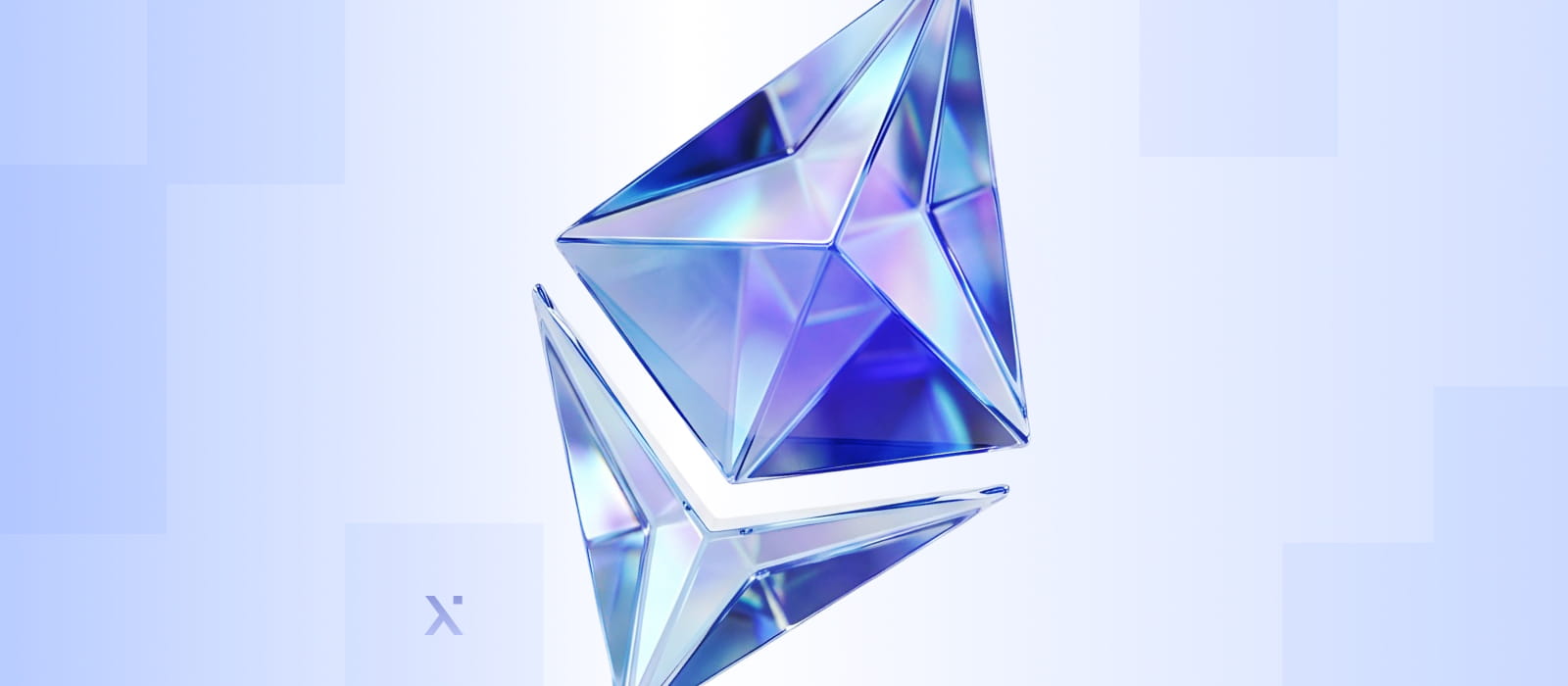 A blue diamond shape prominently displayed against a matching blue backdrop.