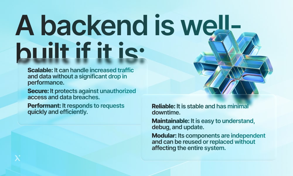 A scalable backend design is essential for accommodating future growth and performance needs.