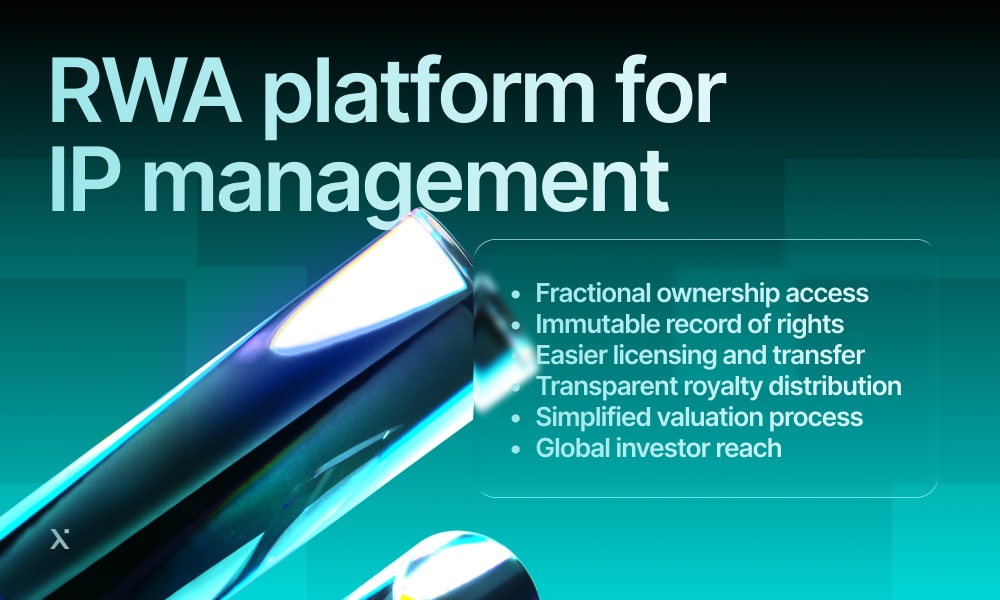 RWA platform interface showcasing features for efficient IP management and tracking.