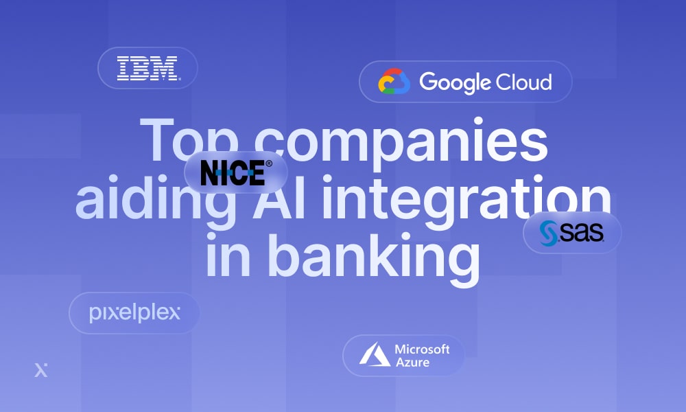 Infographic showing leading companies integrating AI technology in the banking sector for enhanced services and efficiency.