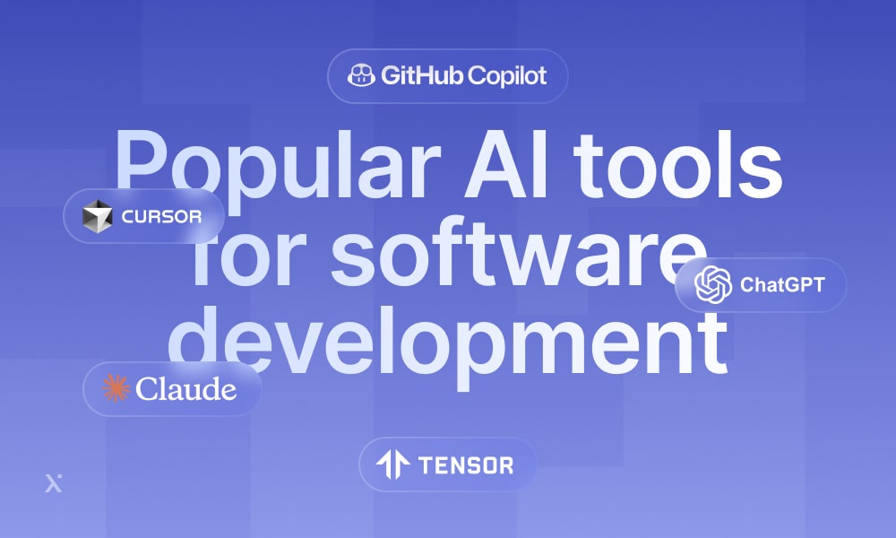 An infographic displaying various AI tools for software development, highlighting their features and benefits for developers.