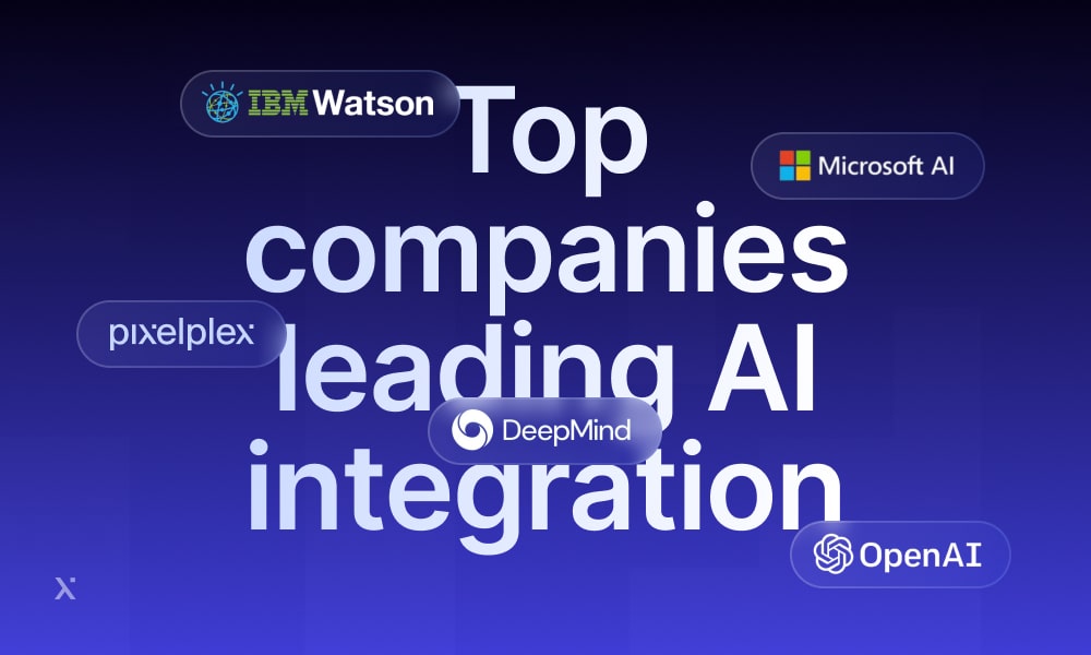 A graphic showcasing leading companies in AI integration, highlighting their logos and contributions to the technology sector.