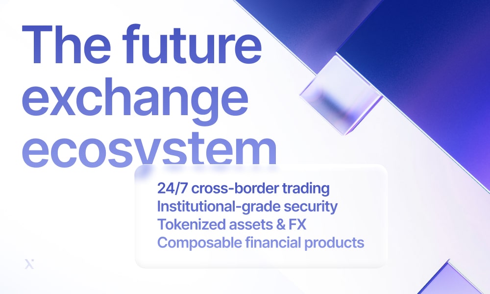 Visual representation of an advanced exchange ecosystem featuring digital networks and various stakeholders interacting.