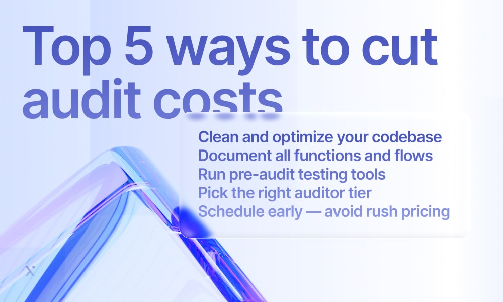 nfographic listing the top 5 strategies to reduce audit costs, featuring icons and brief descriptions for each method.