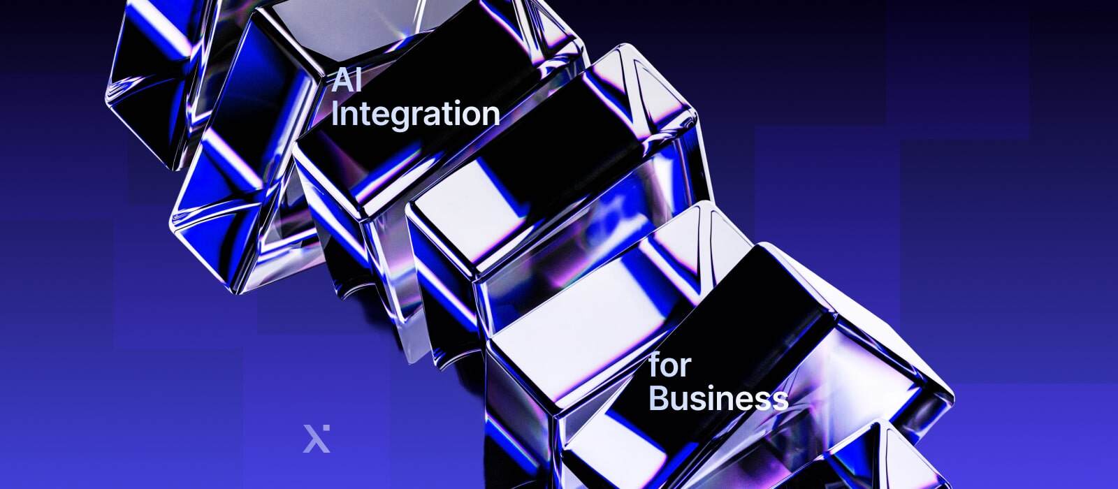 A blue and black design with the phrase Integration for Business highlighted in bold letters.