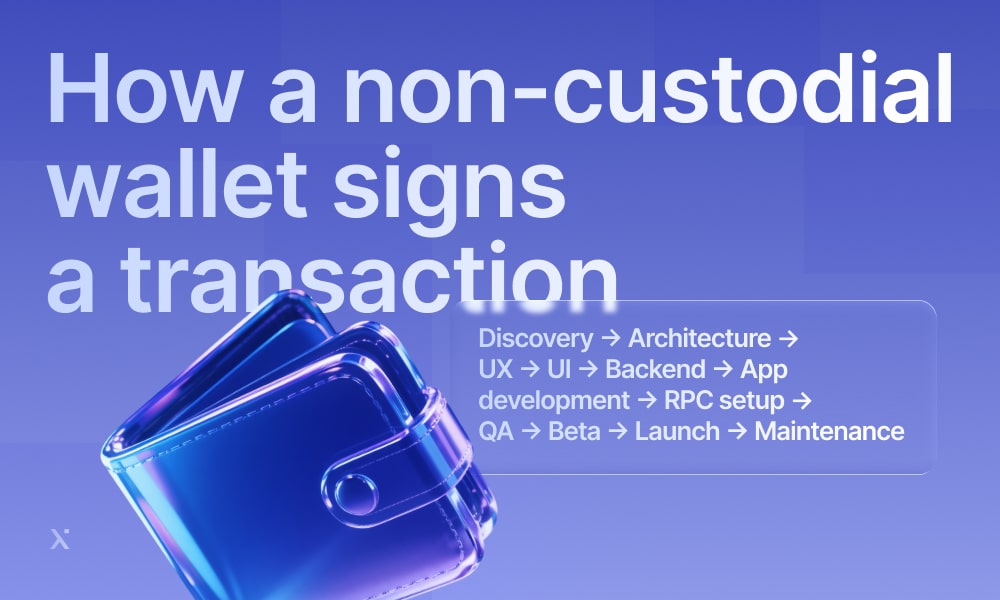 Diagram illustrating the process of a non-custodial wallet signing a cryptocurrency transaction securely.