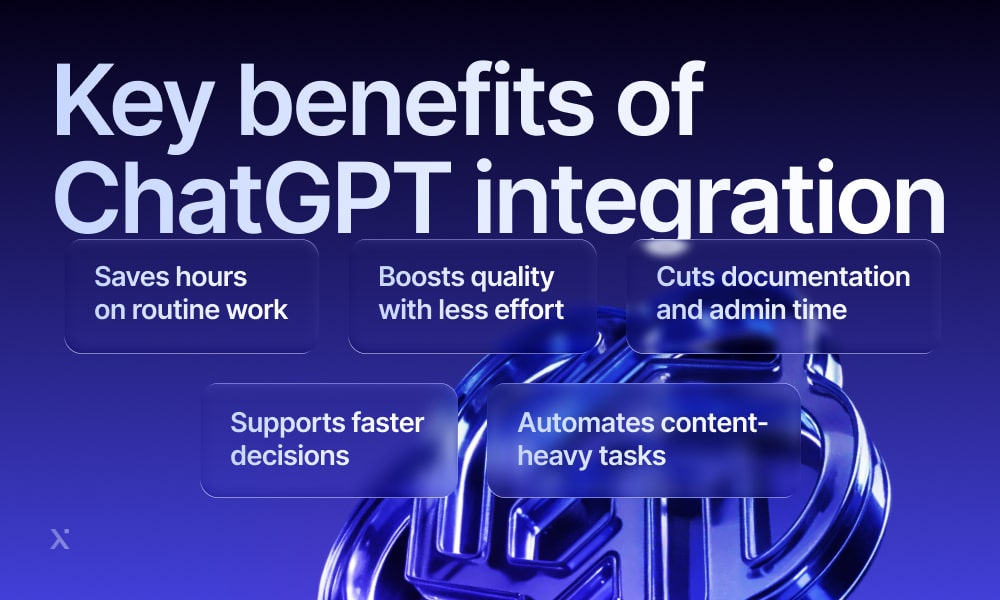 Infographic highlighting key benefits of ChatGPT integration in various applications and industries.