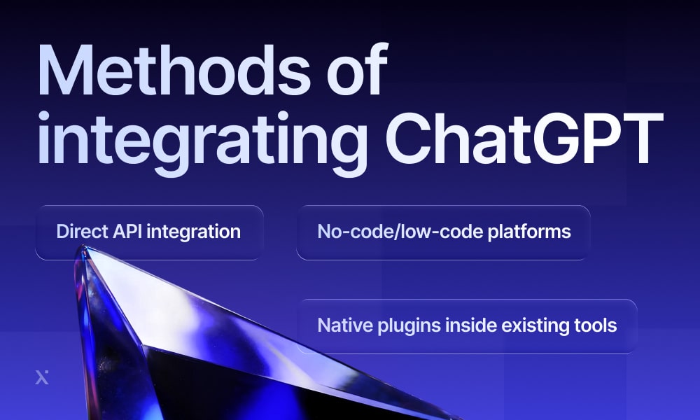 Diagram illustrating different approaches to integrate ChatGPT into software solutions.