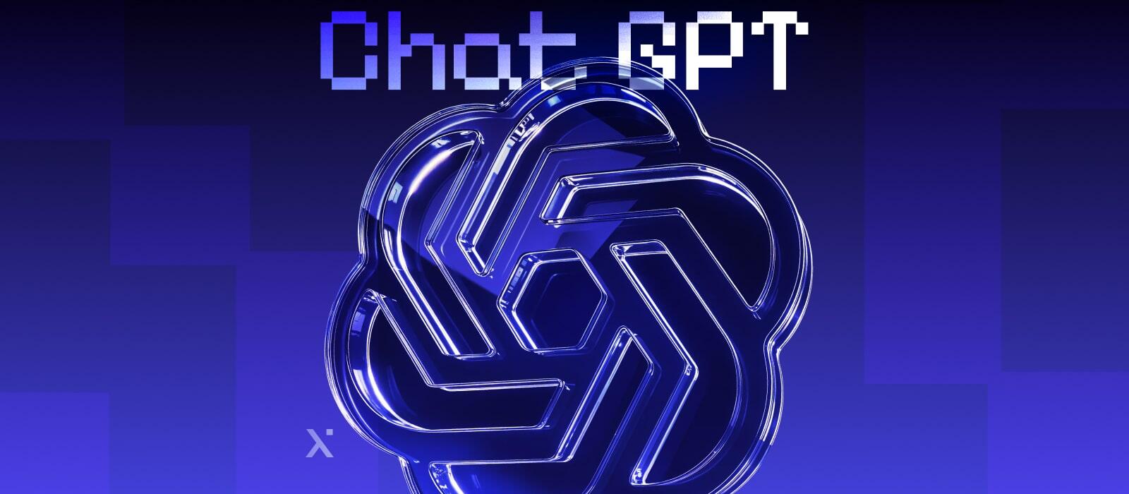 Logo of ChatGPT featuring stylized text in a modern font, representing the AI chatbot service.