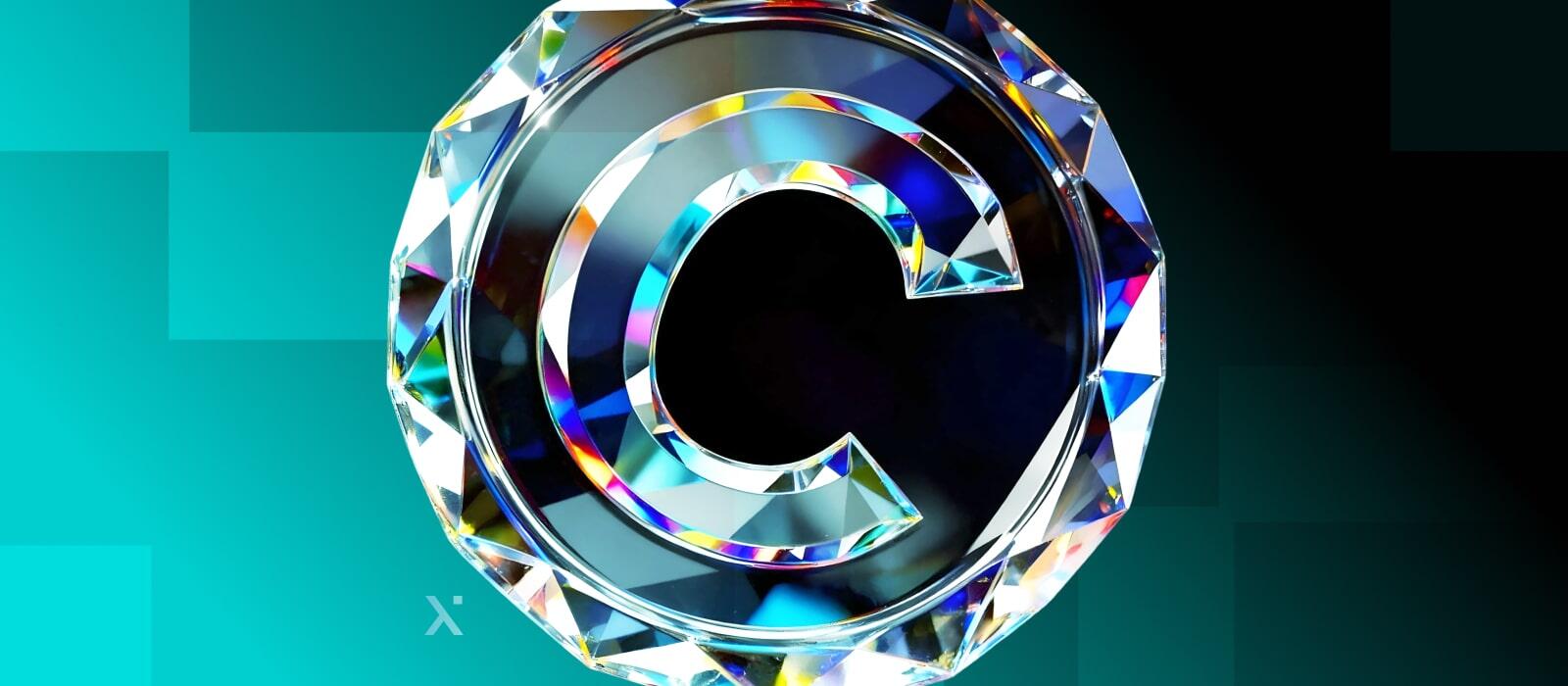 A diamond graphic with the letter C embedded within its facets.