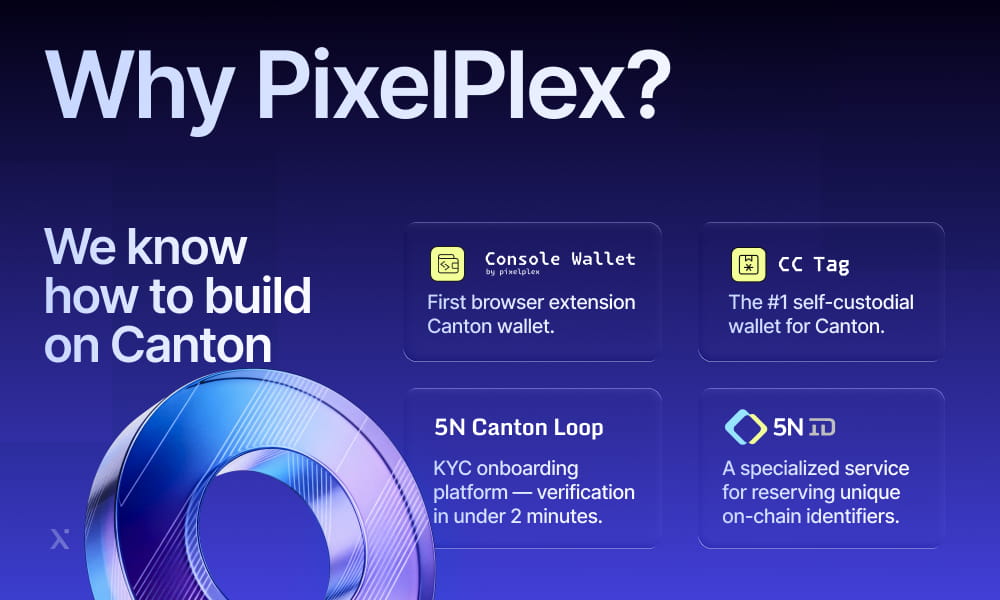 Text graphic stating Why PixelPlex? We build platforms for the future with a modern design and futuristic elements.