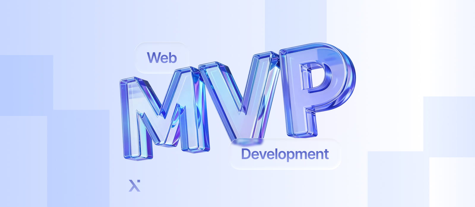 The words MVP Development featured on a vibrant blue background.