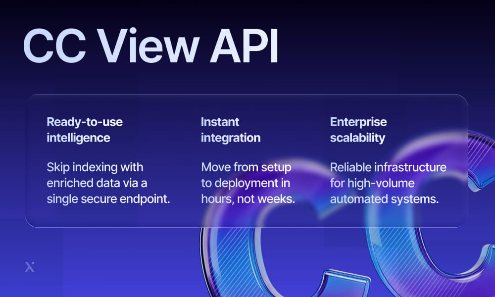 API interface showcasing a CC view, displaying data and functionality for developers.