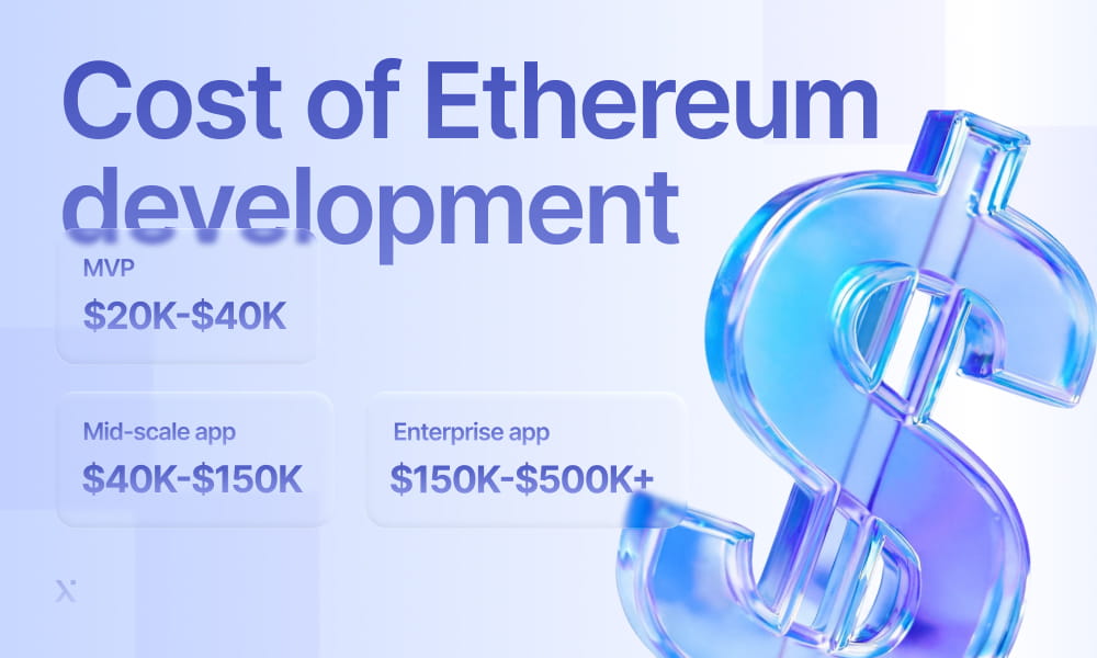 Infographic detailing the financial aspects of Ethereum development, including various cost factors and timelines.