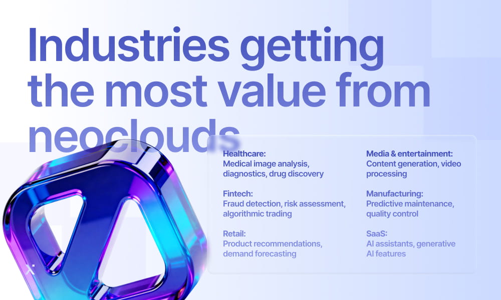 Infographic showing industries benefiting from cloud services, highlighting sectors like healthcare, finance, and retail.
