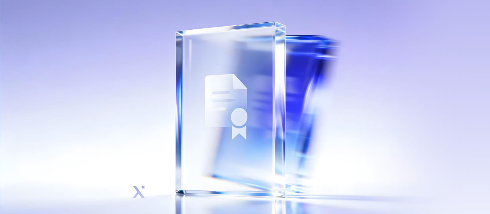 A decorative glass award with a striking blue and white pattern, showcasing a modern and elegant aesthetic.