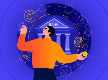 A person using blockchain for the finance industry