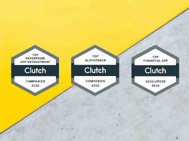 Three Clutch badges on a yellow and grey background