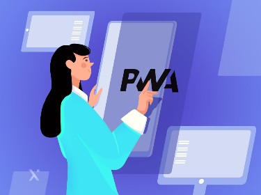 A person examining the PWA logo