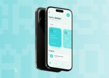 phone screen on a blue background