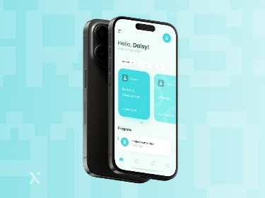phone screen on a blue background
