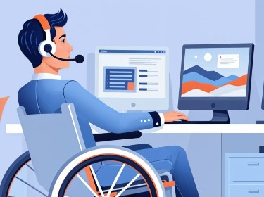 A person with special needs uses a computer with the help of Alternative Computer Control System