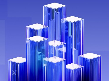 Abstract skyscraper design in blue and white, showcasing modern architectural elements against a clear sky.