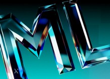 Glass letter ML displayed prominently on a vibrant blue background.