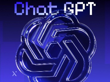 Logo of ChatGPT featuring stylized text in a modern font, representing the AI chatbot service.
