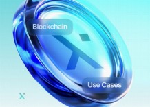 Blue button labeled blockchain for user interaction.