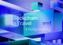 Infographic illustrating the integration of blockchain in travel and hospitality, highlighting benefits like transparency and efficiency.