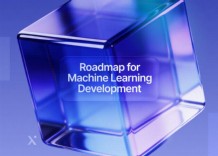 A blue cube displaying the text Roadmap for Machine Learning Development on its surface.