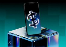 A smartphone displaying a dollar sign on its screen, symbolizing financial transactions or money management.
