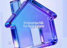 Illustration of enterprise machine learning applications in the real estate sector, showcasing data analysis and insights.