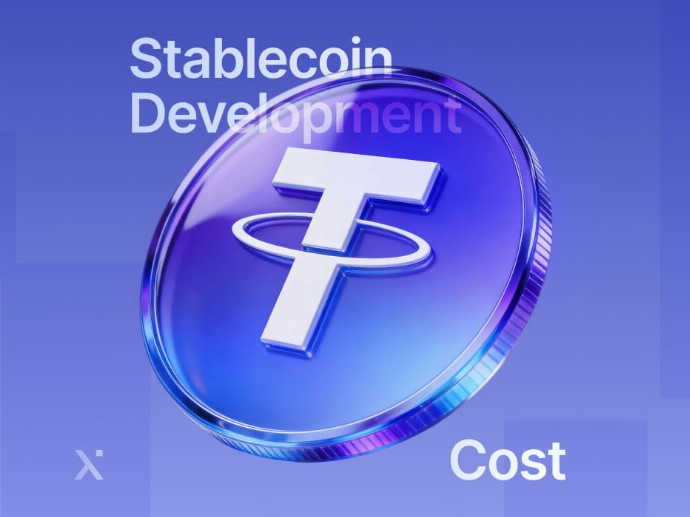 Infographic showing the financial aspects of stablecoin development, focusing on costs like technology and compliance.