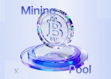 A bitcoin displayed atop a blue glass pedestal, symbolizing digital currency and innovation.