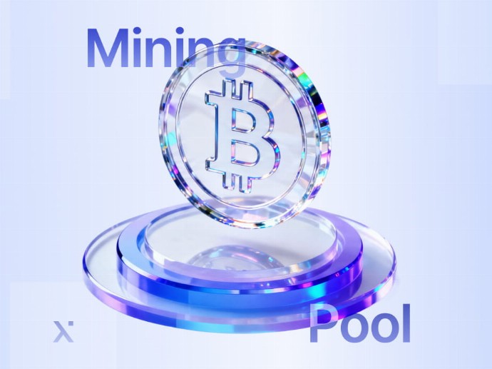 A bitcoin displayed atop a blue glass pedestal, symbolizing digital currency and innovation.