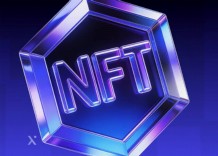 NFT logo displayed prominently on a blue background.
