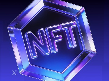 NFT logo displayed prominently on a blue background.