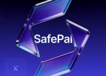 Safepal x logo displayed prominently on a blue background.