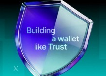 Illustration of a person constructing a wallet, symbolizing the concept of building trust and security in financial transactions.