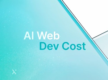 Logo featuring blue and green colors with the text AI Web Dev Cost prominently displayed.