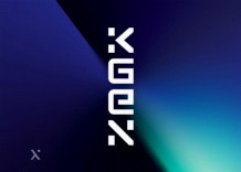 A blue background showcases kgen's logo, characterized by its sleek and contemporary design elements.