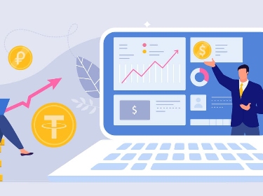 Two people analyzing stablecoins statistics