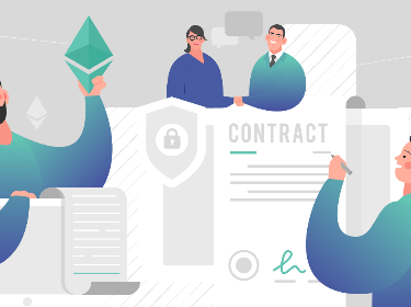 People signing a document based on a smart contract